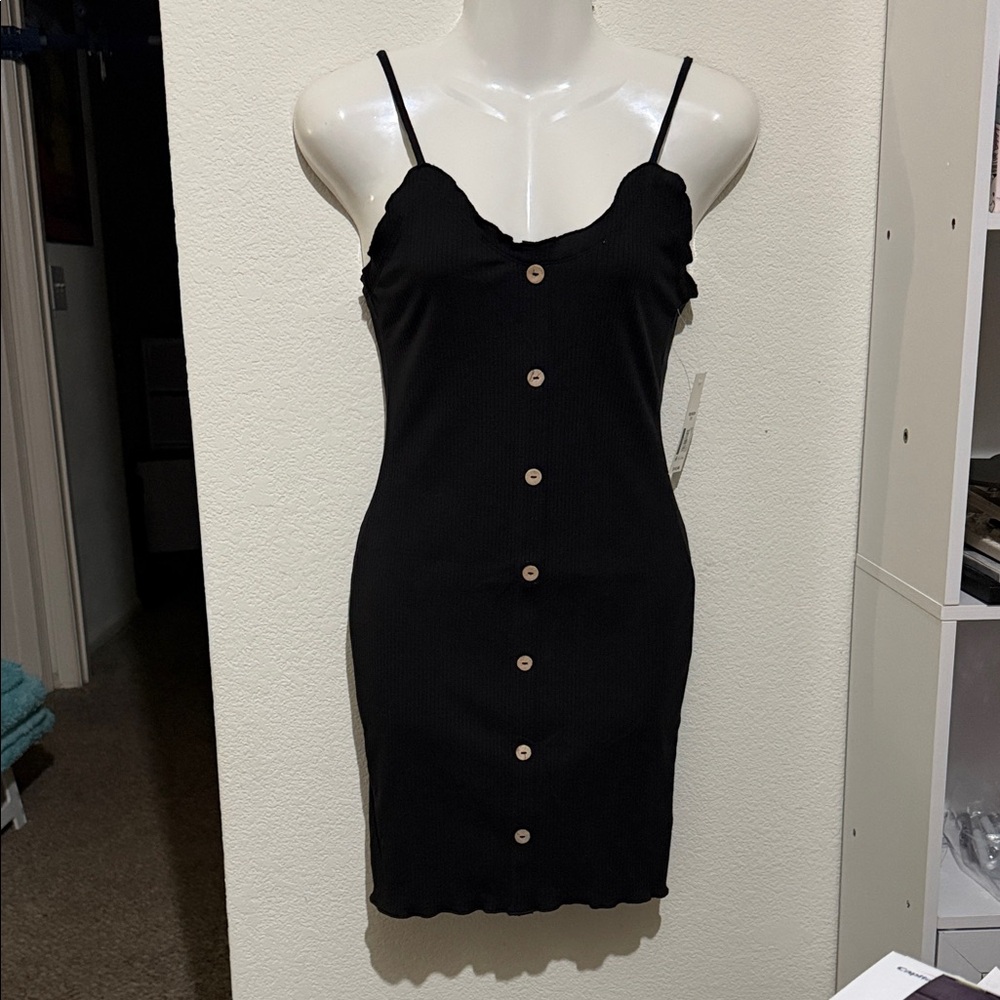 NOBO Black Mini Dress with Button Accents